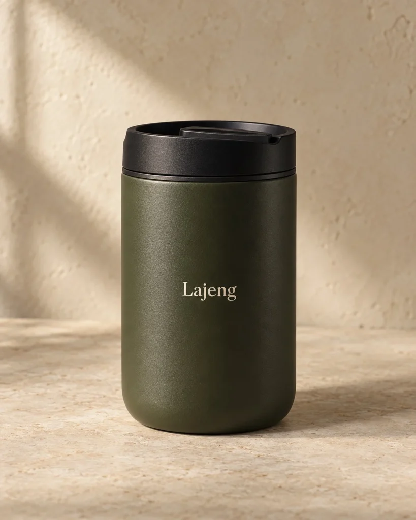 Tumbler olive Lajeng dengan tutup hitam